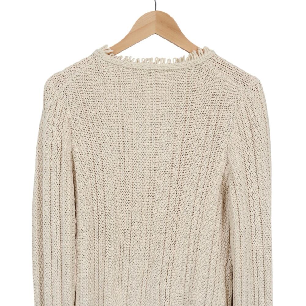J.Crew Textured Cable-Knit Wool-Blend Lady Jacket With Fringe Bone Cream Medium - Picture 5 of 8